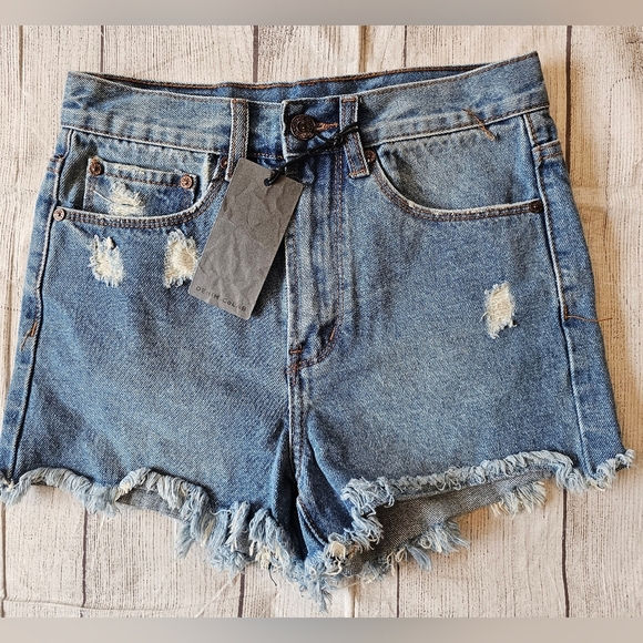 Denim Colab Saltwater & Song Bronte Size 25 Denim Cut Off Jean Shorts. New Tag - Picture 7 of 8